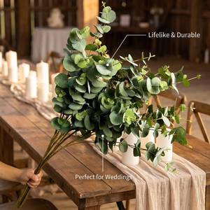 Decoraciones al por mayor: Planta verde artificial de siete ramas, hoja de eucalipto, hoja de dinero de tela. - Product Image 6
