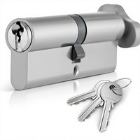Serrure à cylindre européen chromé argenté 50 mm avec 3 clés, anti-bumping, anti-perçage, anti-crochetage pour portes en bois/UPVC composites