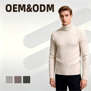 <span class=keywords><strong>Pull</strong></span> en tricot pour <span class=keywords><strong>homme</strong></span> à <span class=keywords><strong>col</strong></span> rond personnalisé pour l'hiver, <span class=keywords><strong>col</strong></span> haut, décontracté, manches longues, chaud - Product Image 1