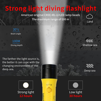 Lampe de plongée LED industrielle étanche IP68 en alliage d'aluminium, 1500 lumens, température de couleur 5500K, mise au point réglable, USB