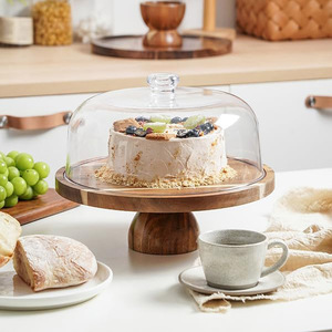 Soporte para Pastel de Madera de Acacia con Tapa, Bandeja Reversible para Servir, Tabla para Quesos, Plato para Exhibir Postres, Ecológico, Solo Lavar a Mano - Product Image 3