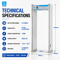 Détecteur de métaux de sécurité aéroportuaire durable à 18 zones XLD-E1 Scanner corporel pour une utilisation en intérieur et en extérieur