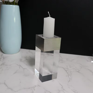 Portavelas de acrílico, portavelas cuboide de cristal, portavelas de cubo de cristal cuadrado transparente para decoración del <span class=keywords><strong>hogar</strong></span> - Product Image 2
