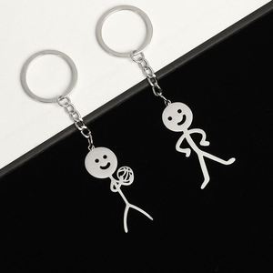 Stainless Steel Funny Doodle Middle Finger Stickman Keychain Metal Decorative Hanging Pendants Keyring Car <b>Key</b> <b>Chains</b> Gift - Product Image 2