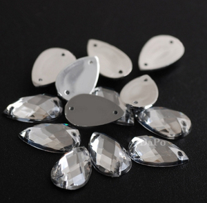 18x25mm 다채로운 아크릴 플랫백 바느질 돌 DIY 의류 장식을위한 드롭 워터 크리스탈 모양 모조 다이아몬드 비 핫 픽스 3D 바느질