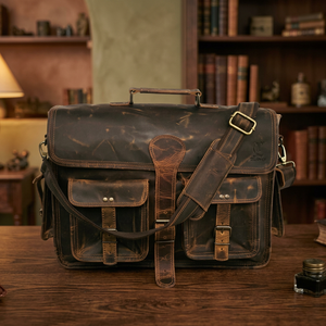 Wholesale Custom Logo Retro Full Grain Leather Material Hard <b>Bag</b> <b>Men's</b> <b>Laptop</b> Handbag Briefcase Messenger Crossbody Shoulder <b>Bag</b> - Product Image 1