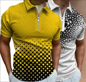 S-3XL europäische und amerikanische POLO Revers neue lässige kurz ärmel ige 3D-Muster Sommer täglich lässig T-Shirt Reiß verschluss Ausschnitt