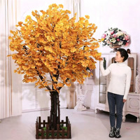 Arbre artificiel de Ginkgo personnalisé, Arbre artificiel Ginkgo Souhait, Arbre stylisé décoratif pour l'affichage en centre commercial, la décoration de salon et de maison