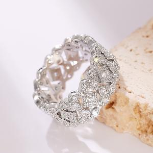 Anillo de diamantes de platino para mujer, banda de boda clásica, corte redondo brillante, color D natural, joyería de diamantes blancos T0276 - Product Image 6