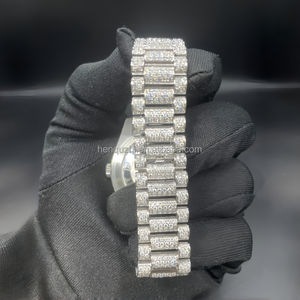 ساعة رياضية فاخرة للرجال VVS المويسانيتي الراقية ، أحجار كريمة ملونة أنيقة بتصميم مستطيلي ممتاز ، أحجار لامعة براقة - Product Image 5