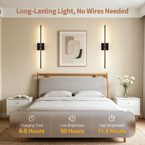Battery-Powered Dimmable LED Wall Lamp <b>Wireless</b> <b>Light</b> Long Strip Design Warm <b>Light</b> Magnetic Mount Modern Design - Product Image 3