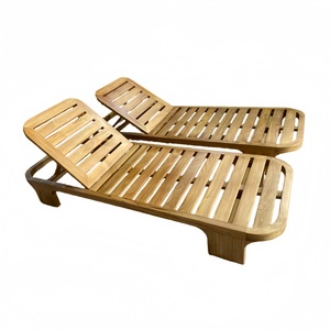 Chaise longue plate en teck pour extérieur, patio, piscine, plage, <span class=keywords><strong>jardin</strong></span> - Product Image 3
