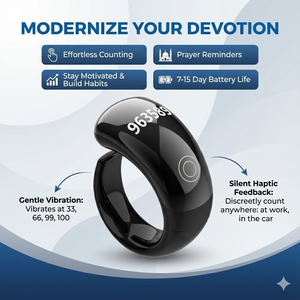 Anillo inteligente Equantu SQ976 para Zikr, contador, recordatorio de 5 tiempos de oración, 5 en 1, Bluetooth, Tasbeeh, color azul, venta al por mayor - Product Image 4