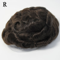 Prothèse capillaire personnalisée en PU, perruque Lace Front, cheveux Remy, ligne frontale en V, toupet pour hommes, remplacement capillaire