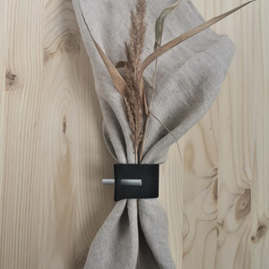 Cincin Serbet Kulit PU Fashion Sederhana Alami Tempat Serbet Kertas Berlapis Felt Organizer Cincin Serbet - Product Image 3