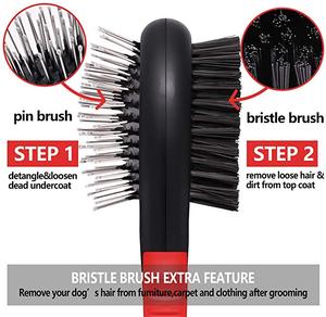犬と猫用の両面ヘアブラシ、ピンと毛付きのペットグルーミングコーム、デタン用のショートミディアムとロングヘアブラシ - Product Image 3