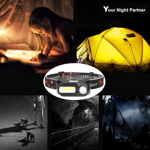 Helius Mini XPE+COB LED Headlamp USB <strong>Rechargeable</strong> Flashlight <strong>Torch</strong> <strong>Use</strong> 18650 Battery Camping Head Lamp Fishing Headlight - Product Image 6