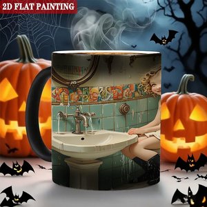 Mug en céramique noir givré de 11 oz, tasse à café activée par la chaleur avec un design de peinture plate 2D - Product Image 6