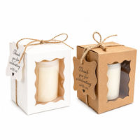 Boîte cadeau en carton blanc avec fenêtre pour bougie parfumée en verre individuelle, emballage pour cadeau de mariage, logo personnalisé