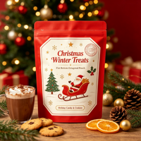 Pochette de Noël personnalisée professionnelle, résistante à l'humidité, en BOPP refermable avec fermeture éclair, pour chocolats, noix, biscuits, emballage cadeau de Noël