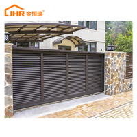 JHR Moderne Métal Aluminium Persienne Porte Principale Gates Clôture Gate Designs Maison Externe Entrée Avant Automatisée Coulissante Aluminium 1 Set