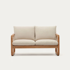 Divano da Esterno per Giardino e Patio a Due Posti in Legno Massello con Cuscino Naturale - <span class=keywords><strong>Nisa</strong></span> - Product Image 2
