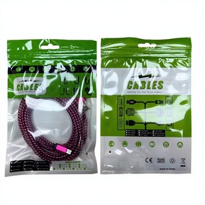 Sacs refermables à fermeture éclair imprimés sur mesure, à trois soudures latérales, transparents, avec trou de suspension pour l'emballage d'accessoires USB et de téléphones - Product Image 1