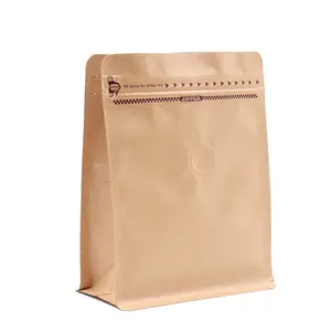 Pouch Stand Up Resealable Zip Lock Bag Flat Bottom Kraft Paper Eight Side Sealing Bag With Window