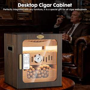 Nouvel Arrivage : Humidor de Bureau Portable Classique en Cèdre Fait Main avec Couvercle en Verre, Boîte à Cigares en Bois avec Hygromètre et Finition Laquée – Offre Spéciale - Product Image 5