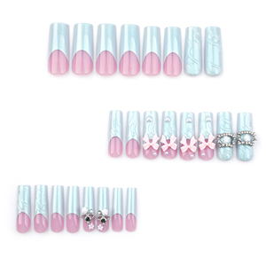 <span class=keywords><strong>Faux</strong></span> ongles avec design 3D, mélange de cristaux, ongles à presser avec diamants, <span class=keywords><strong>kawaii</strong></span>, rose, dessin animé, résine, décoration d'art d'ongles - Product Image 2