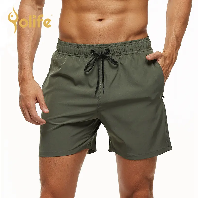 Yolife Brand Men's Stretch Swim Trunks Quick Dry Beach Shorts with Zipper Pockets and Mesh Lining swim trunks men's