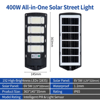 240 °   Lampadaire solaire super large à 3 côtés, IP65 400W, panneau solaire mono pour parking, allée, éclairage de rue de village