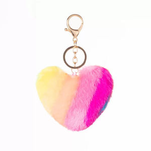 Porte-clés <span class=keywords><strong>pompon</strong></span> <span class=keywords><strong>en</strong></span> fausse <span class=keywords><strong>fourrure</strong></span> de lapin, 5 pièces, porte-clés multicolore, <span class=keywords><strong>en</strong></span> forme de cœur, boule bouffante, vente <span class=keywords><strong>en</strong></span> gros - Product Image 6