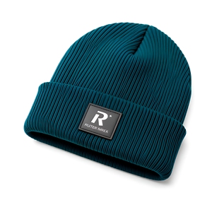Bonnet ajustable en tricot côtelé 3D 100 % acrylique brodé sur mesure, chaud pour l'hiver, avec revers et logo tissé pour hommes et femmes - Product Image 1