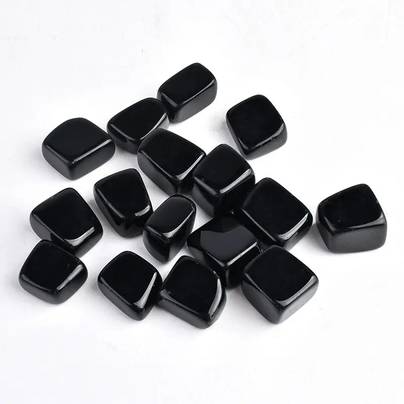 Hot Sale Custom Natural Healing Stones Kubus Zwart Obsidiaan Kristal Tuimelde Stenen