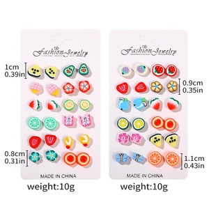 Joyería de moda, aretes coloridos con forma de frutas, resina, juego de aretes para niños, hechos en China - Product Image 4