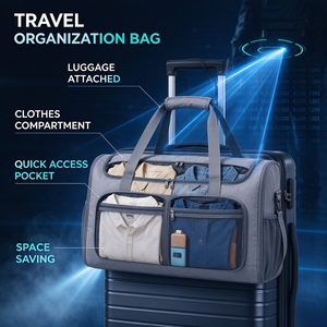 Grand sac de voyage pliable, sac à main portable adapté aux sports, à la salle de sport et aux voyages de week-end - Product Image 5