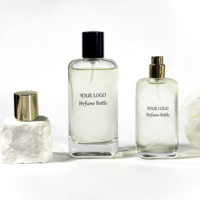 Bouteilles vides rectangulaires personnalisées, atomiseur de parfum, bouteille d'huile d'olive, boîte cosmétique, flacon de parfum en verre 25ml 50ml 100ml