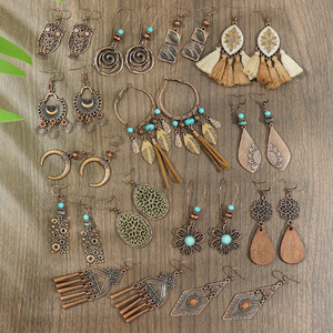 Bohemian Drop <b>Earrings</b> Alloy Antique Bronze Plated <b>Tassel</b> Women's Fashion Jewelry 2024 - Product Image 2