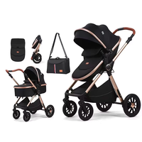 Poussette Bébé de Luxe Pliable et Portable 3-en-1 Multi-Fonction avec Grand Panier de Rangement, pour Nouveau-Né jusqu'à 3 Ans
