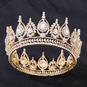Diadème <span class=keywords><strong>de</strong></span> <span class=keywords><strong>reine</strong></span> en cristal <span class=keywords><strong>de</strong></span> luxe baroque, couronne complète ronde pour femmes - Product Image 1