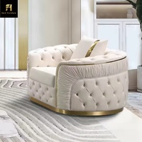 Canapé Moderne de Luxe sur Mesure en Tissu Velours Capitonnage Boutonné avec Cadre en Bois pour Salon, Ensemble de Meubles