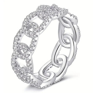 Anello Geometrico a Catena per Donne, Gioiello da Dito Elegante e di Lusso alla Moda - Product Image 1