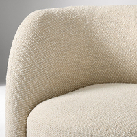Modern 360 °   Fauteuil pivotant en tissu bouclé avec base en bois massif pour salon et hôtel