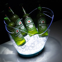 Seau à glace lumineux 3,5 L pour bar, club, fête, alcool, avec lumières LED