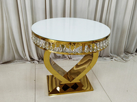 Vente en gros d'usine FURUN de table de salle à manger meubles d'événement en verre trempé table en acier inoxydable table de banquet de mariage