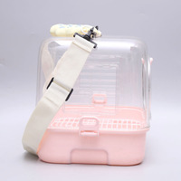Cage de transport portable moderne et simple en plastique solide pour oiseaux, avec design panoramique à 360° et petite taille, idéale pour les voyages
