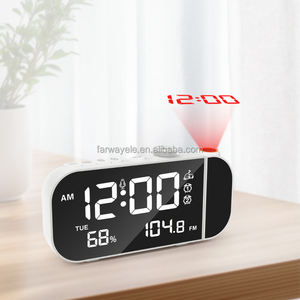 Chất lượng cao LED đa chức năng kỹ thuật số snooze hiển thị thời gian bảng báo động gương đồng hồ Led Gương đài phát thanh đồng hồ báo thức chiếu - Product Image 3