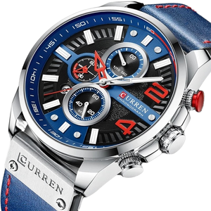 Montre-bracelet à quartz en cuir pour homme avec logo personnalisé 8393, chronographe, design sport de luxe, mouvement MIYOTA - Product Image 1