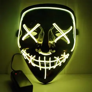 Neon Glo özel baskılı Logo kapak kullanımlık foton elektrikli yüz Led Rave maskesi ışık